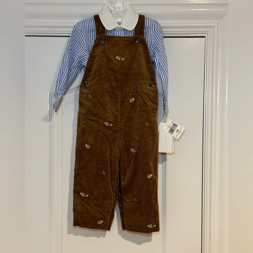 NWT Ralph Lauren Shirt & Corduroy Overall Holidays Special Occasion Classic